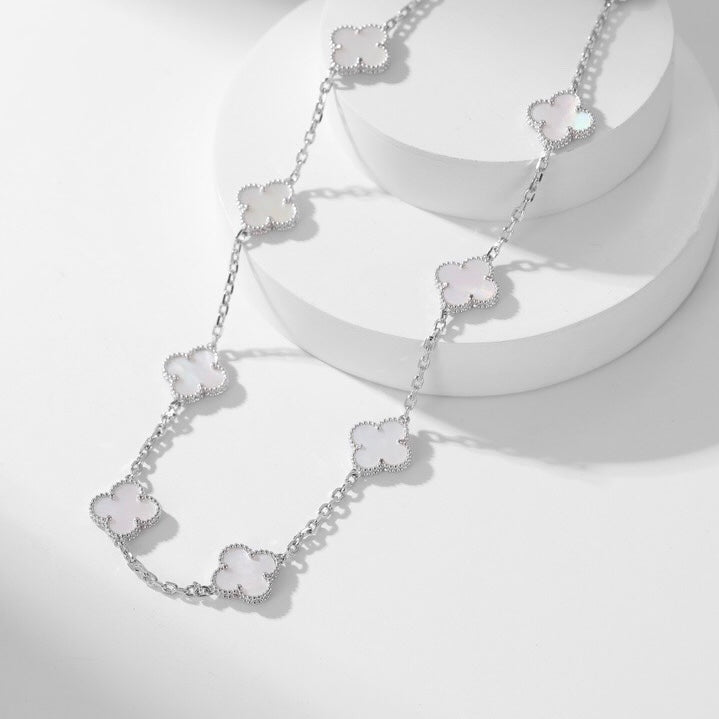 [Rose Tomorrow]CLOVER 10 MOTIFS WHITE MOTHER OF PEARL NECKLACE