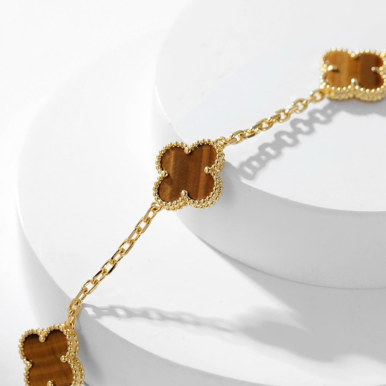 [Rose Tomorrow]CLOVER 10 MOTIFS TIGER EYE NECKLACE