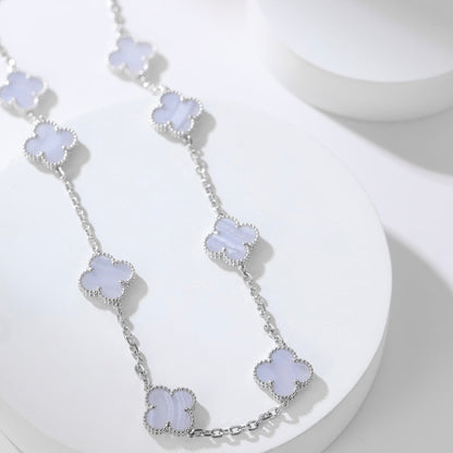 [Rose Tomorrow]CLOVER 10 MOTIFS PURPLE CHALCEDONY NECKLACE