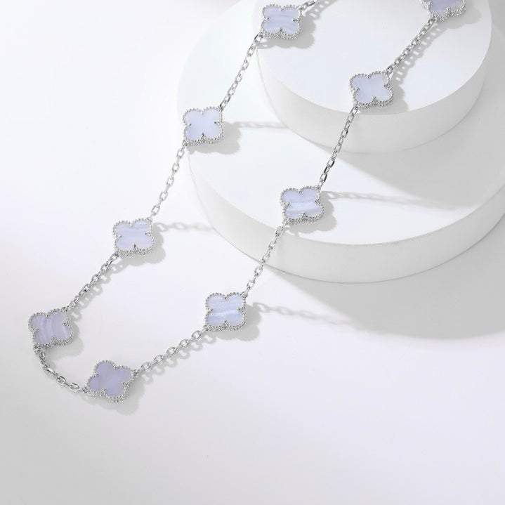 [Rose Tomorrow]CLOVER 10 MOTIFS PURPLE CHALCEDONY NECKLACE