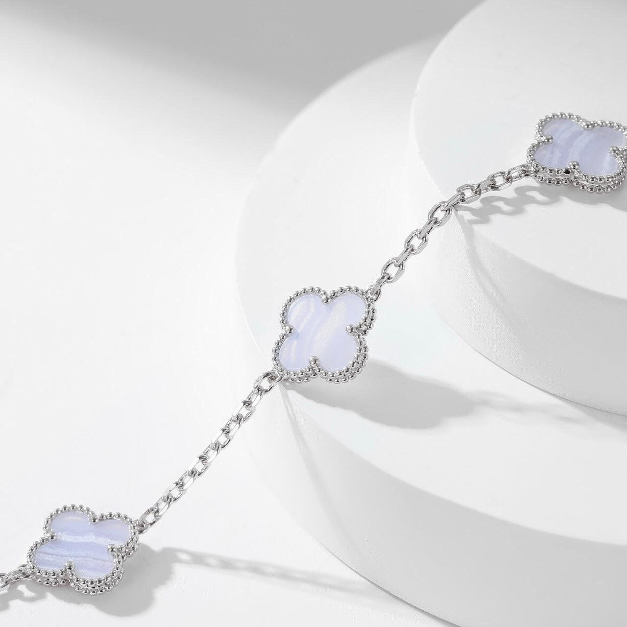 [Rose Tomorrow]CLOVER 10 MOTIFS PURPLE CHALCEDONY NECKLACE