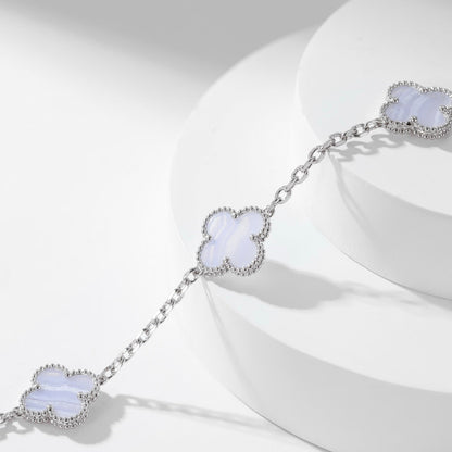 [Rose Tomorrow]CLOVER 10 MOTIFS PURPLE CHALCEDONY NECKLACE