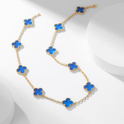 [Rose Tomorrow]CLOVER 10 MOTIFS BLUE AGATE NECKLACE