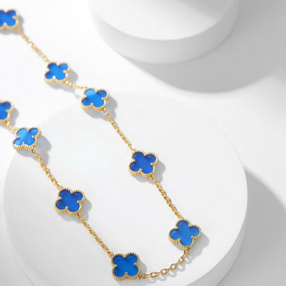 [Rose Tomorrow]CLOVER 10 MOTIFS BLUE AGATE NECKLACE