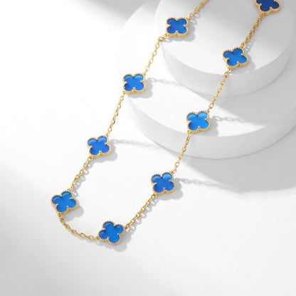 [Rose Tomorrow]CLOVER 10 MOTIFS BLUE AGATE NECKLACE