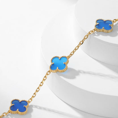 [Rose Tomorrow]CLOVER 10 MOTIFS BLUE AGATE NECKLACE