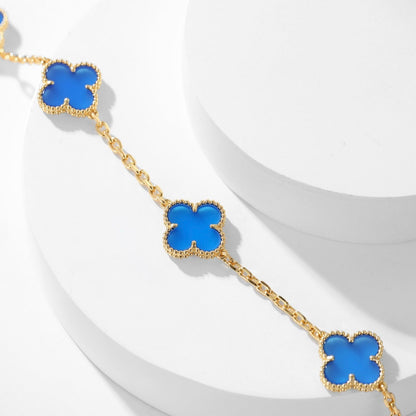 [Rose Tomorrow]CLOVER 10 MOTIFS BLUE AGATE NECKLACE