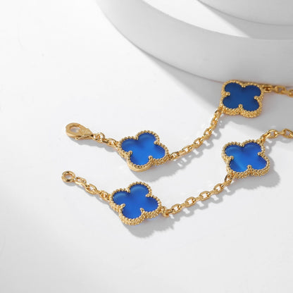 [Rose Tomorrow]CLOVER 10 MOTIFS BLUE AGATE NECKLACE