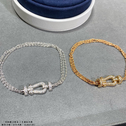 [Rose Tomorrow]FORCE SMALL HORSESHOE  DIAMOND CHAIN ROPE BRACELET