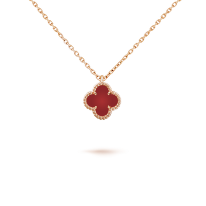 [Rose Tomorrow]CLOVER MINI 9.5MM WHITE CARNELIANS NECKLACE