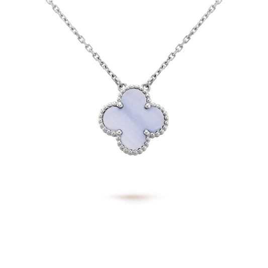 [Rose Tomorrow]CLOVER 15MM BLUE CHALCEDONY NECKLACE SILVER