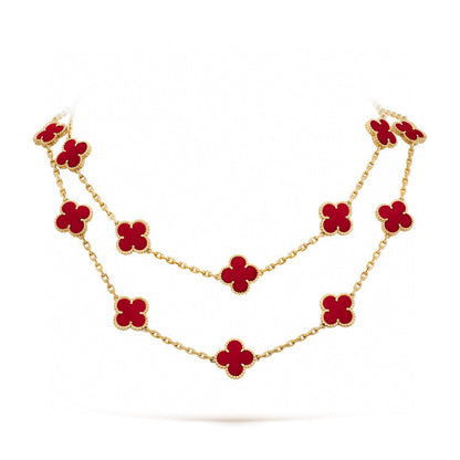 [Rose Tomorrow]CLOVER 20 MOTIFS CARNELIAN NECKLACE