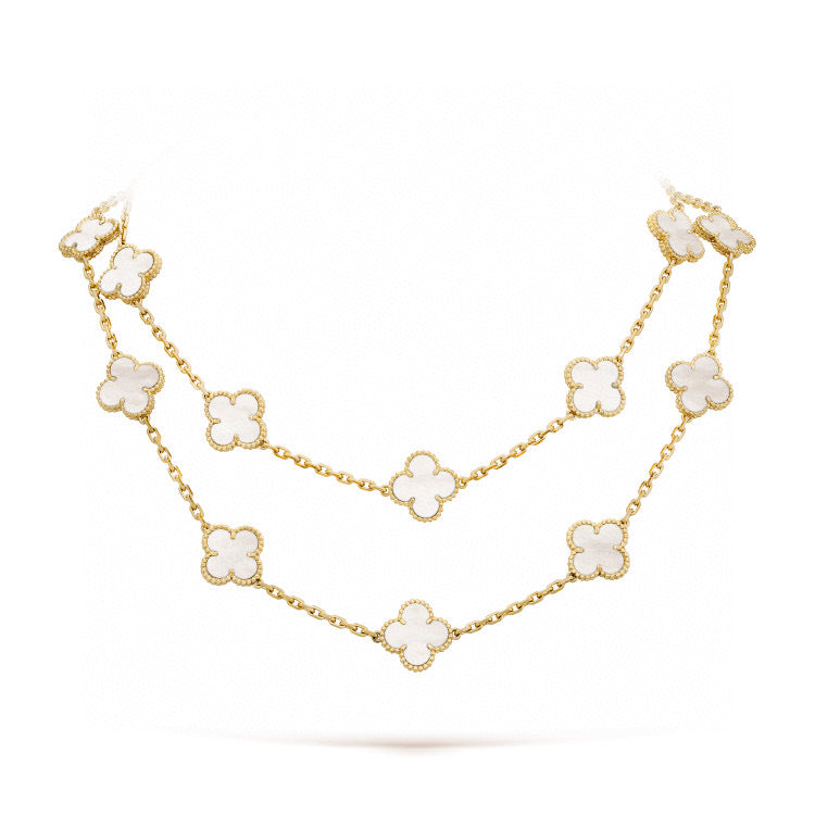 [Rose Tomorrow]CLOVER 20 MOTIFS WHITE MOP NECKLACE