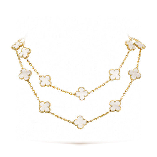 [Rose Tomorrow]CLOVER 20 MOTIFS WHITE MOP NECKLACE