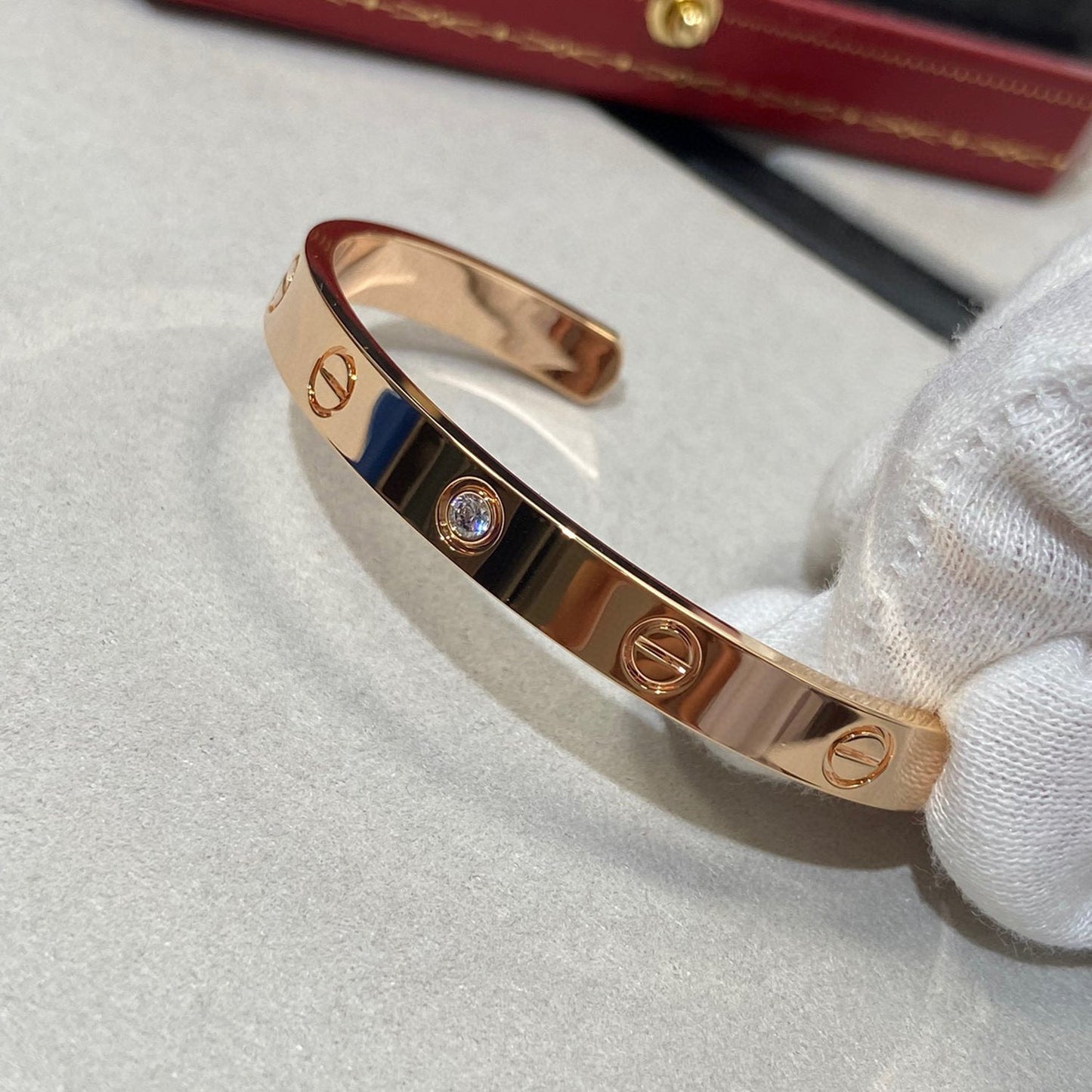 [Rose Tomorrow]LOVE BRACELET 6.1MM 1 DIAMOND OPEN CUFF