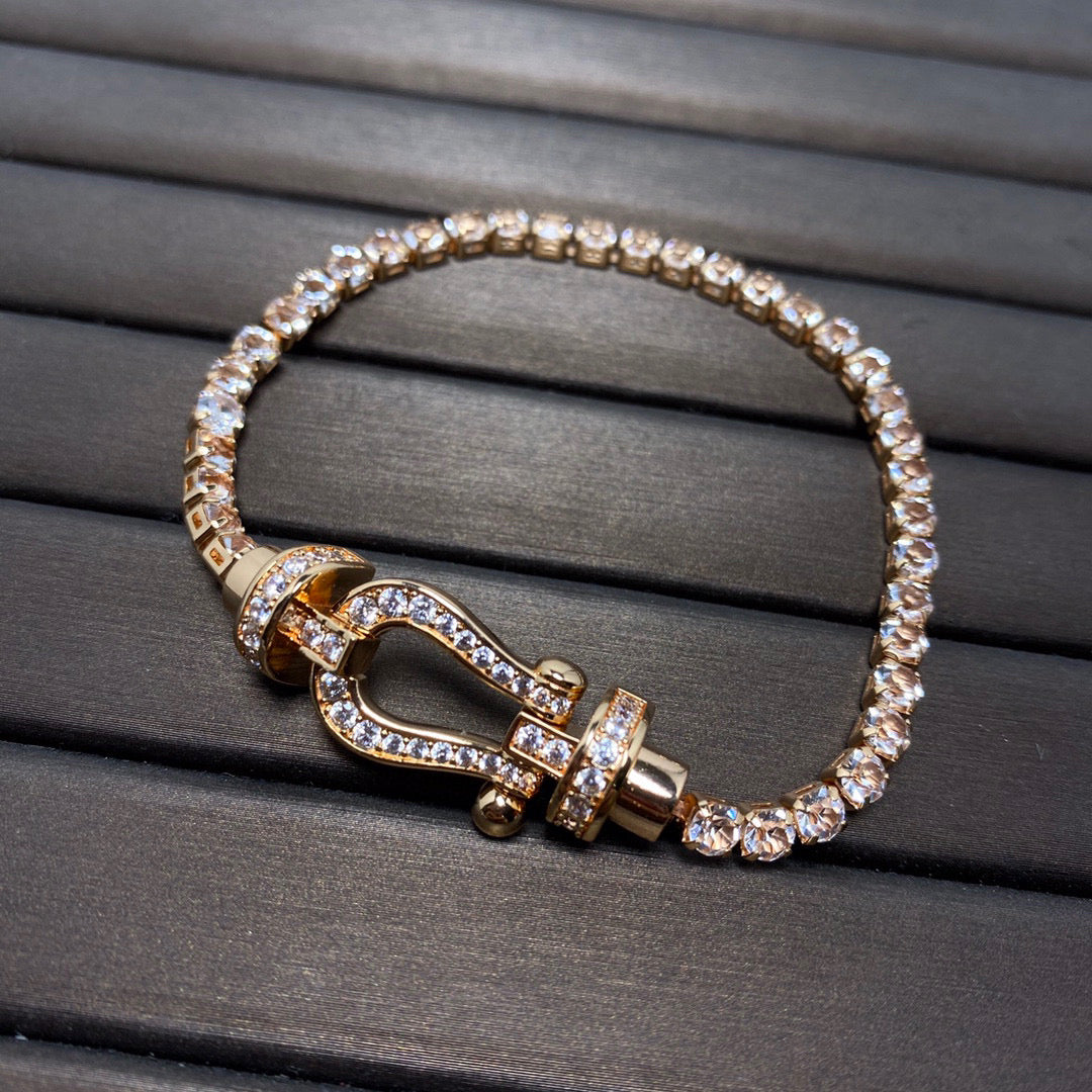 [Rose Tomorrow]FORCE  LARGE HORSESHOE FULL DIAMOND TENNIS BRACELET