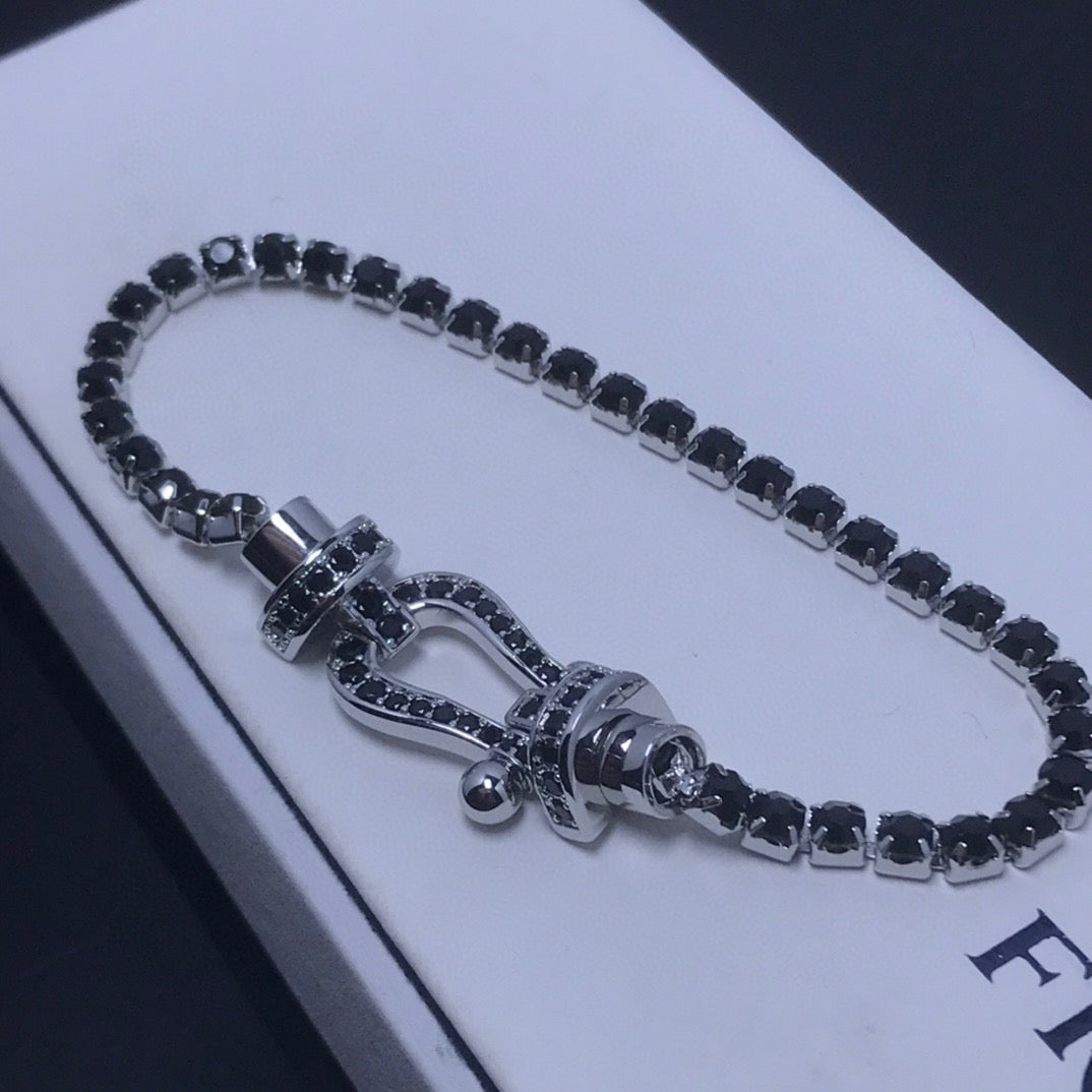 [Rose Tomorrow]FORCE  LARGE HORSESHOE FULL DIAMOND TENNIS BRACELET