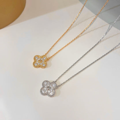 [Rose Tomorrow]CLOVER 15MM DIAMOND SINGLE FLOWER NECKLACE