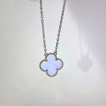 [Rose Tomorrow]CLOVER 15MM BLUE CHALCEDONY NECKLACE SILVER