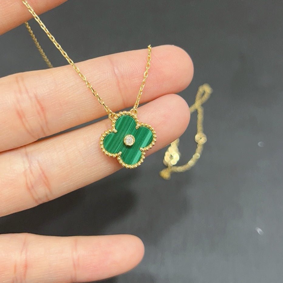 [Rose Tomorrow]CLOVER 15MM DIAMOND TURQUOISE NECKLACE