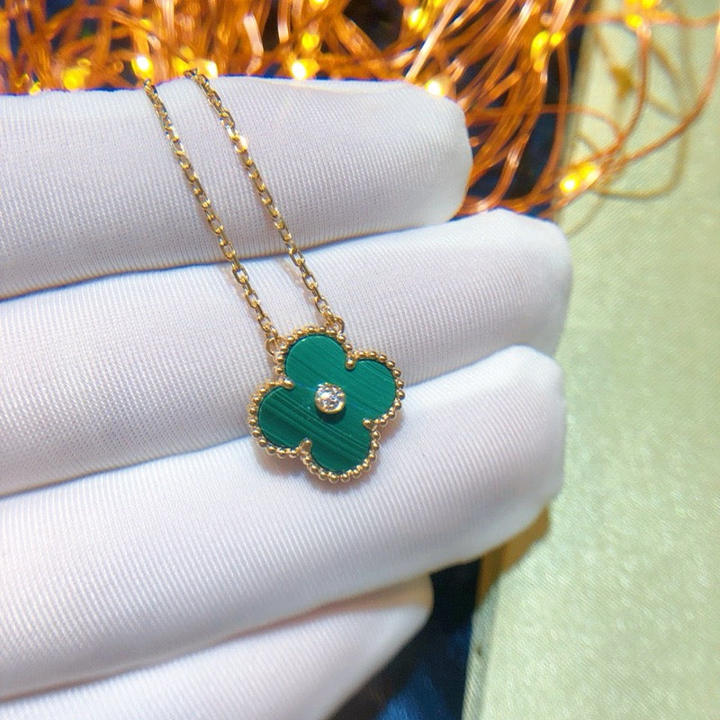 [Rose Tomorrow]CLOVER 15MM DIAMOND TURQUOISE NECKLACE