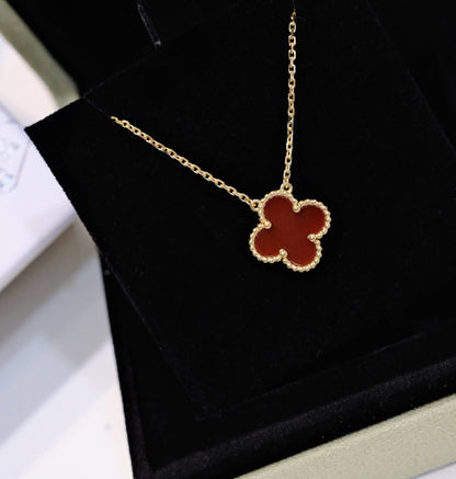 [Rose Tomorrow]CLOVER 15MM CARNELIAN SINGLE FLOWER NECKLACE