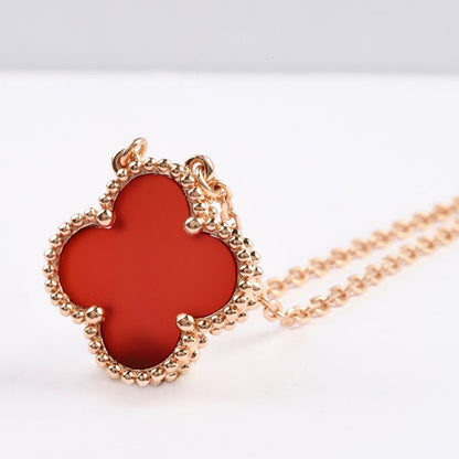 [Rose Tomorrow]CLOVER 15MM CARNELIAN SINGLE FLOWER NECKLACE