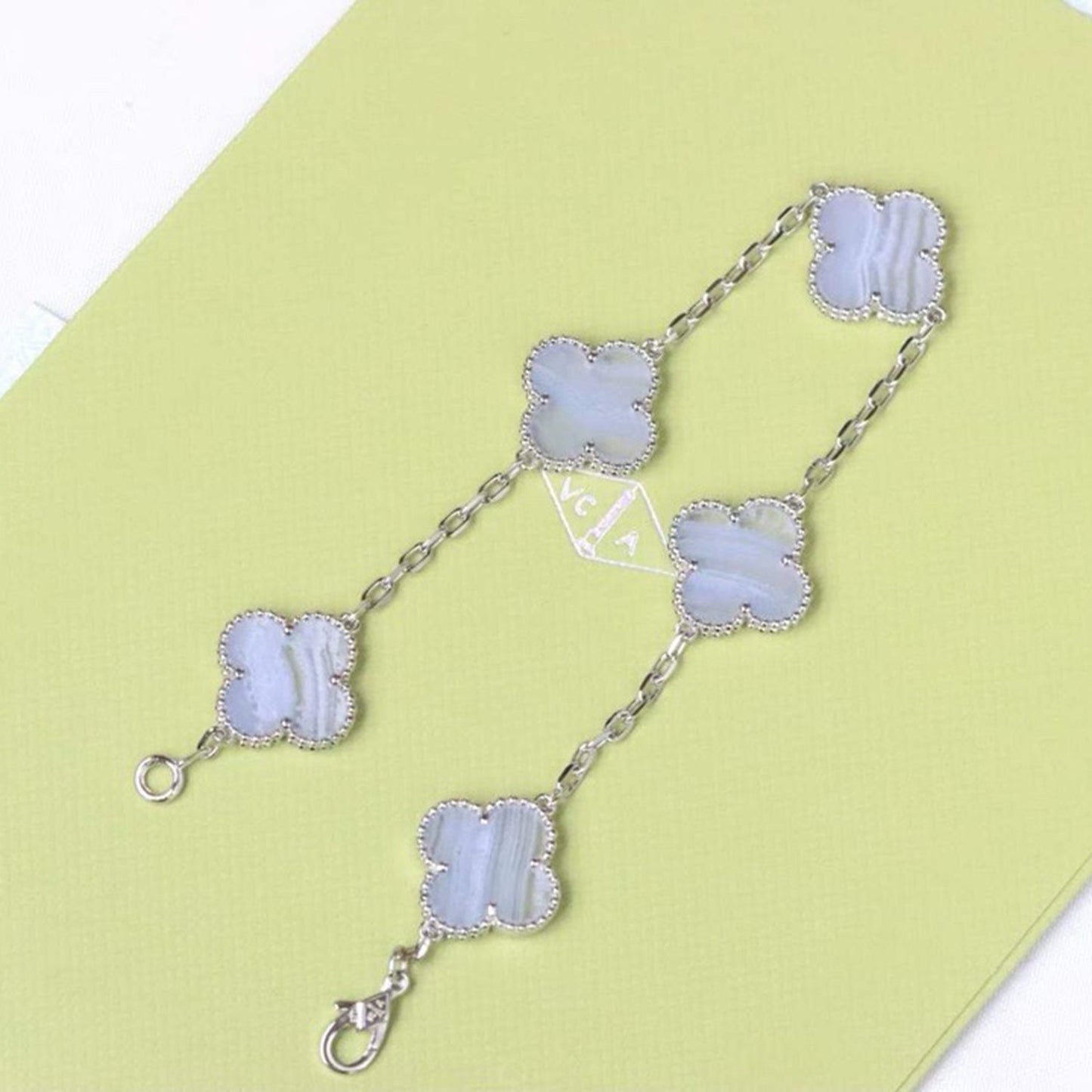 [Rose Tomorrow]CLOVER  5 MOTIF PURPLE CHALCEDONY BRACELET SILVER