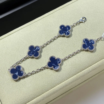 [Rose Tomorrow]CLOVER 5 MOTIF PIETERSITE SILVER BRACELET