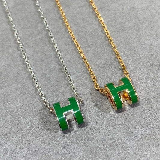 [Rose Tomorrow]POP H GREEN NECKLACE SILVER AND GOLD