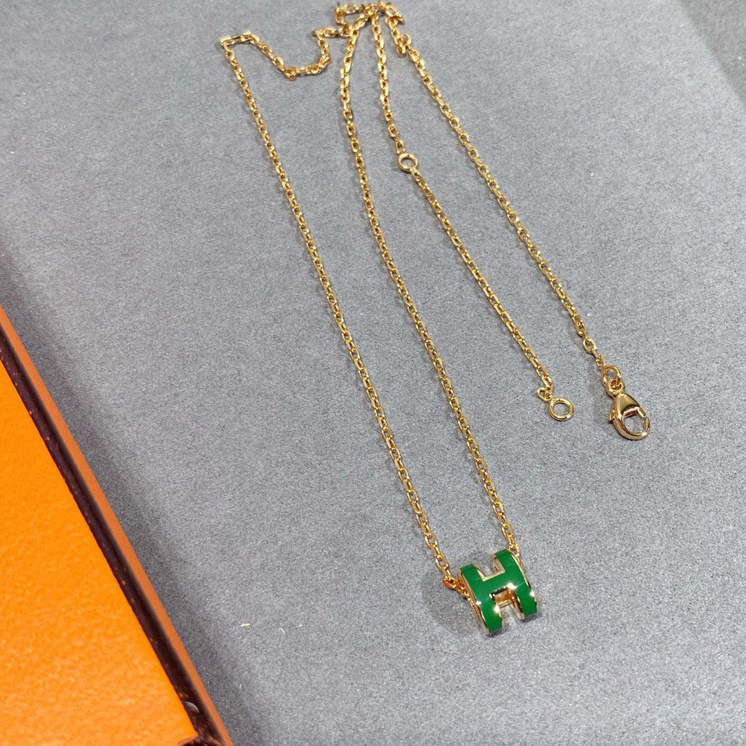 [Rose Tomorrow]POP H GREEN NECKLACE SILVER AND GOLD