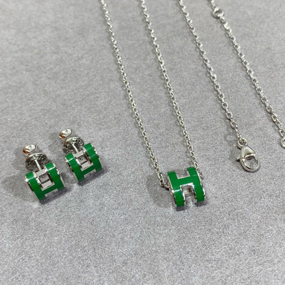 [Rose Tomorrow]POP H GREEN NECKLACE SILVER AND GOLD