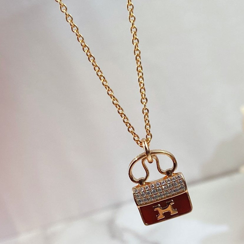 [Rose Tomorrow]CONSTANCE RED PEDANT PINK GOLD NECKLACE