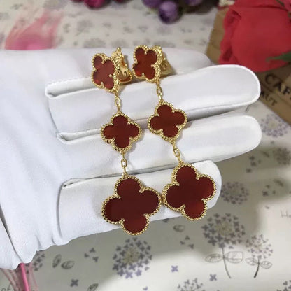 [Rose Tomorrow]CLOVER 3 MOTIF CARNELIAN DROP EARRINGS