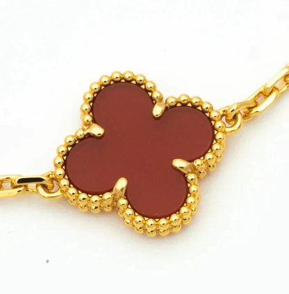 [Rose Tomorrow]CLOVER 5 MOTIFS CARNELIAN DIAMOND BRACELET