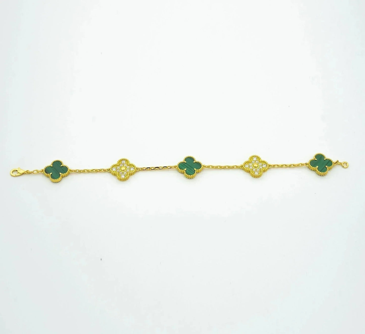 [Rose Tomorrow]CLOVER  5 MOTIF MALACHITE DIAMOND BRACELET