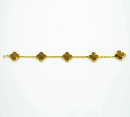 [Rose Tomorrow]CLOVER  5 MOTIFS TIGER EYE BRACELET