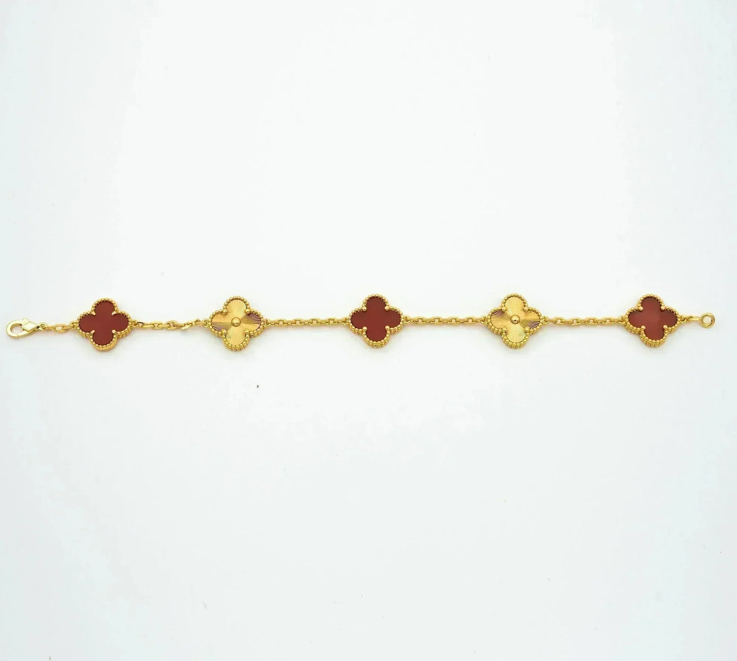 [Rose Tomorrow]CLOVER  5 MOTIFS CARNELIAN GOLD BRACELET