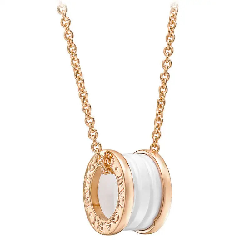 [Rose Tomorrow]ZERO 1 WHITE CERAMIC PINK GOLD DIAMOND NECKLACE