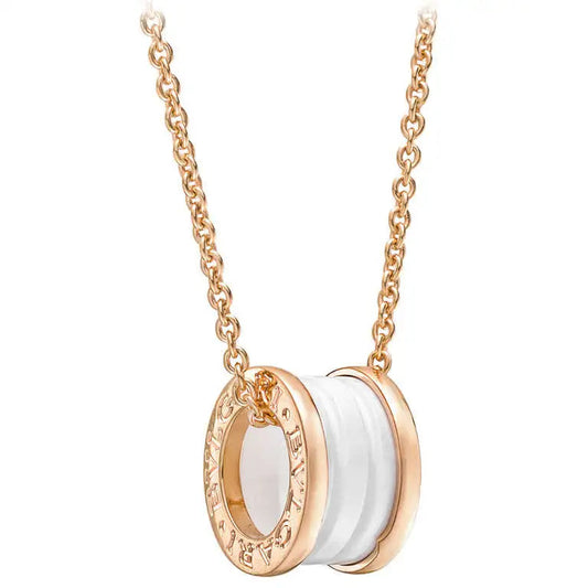 [Rose Tomorrow]ZERO 1 WHITE CERAMIC PINK GOLD DIAMOND NECKLACE