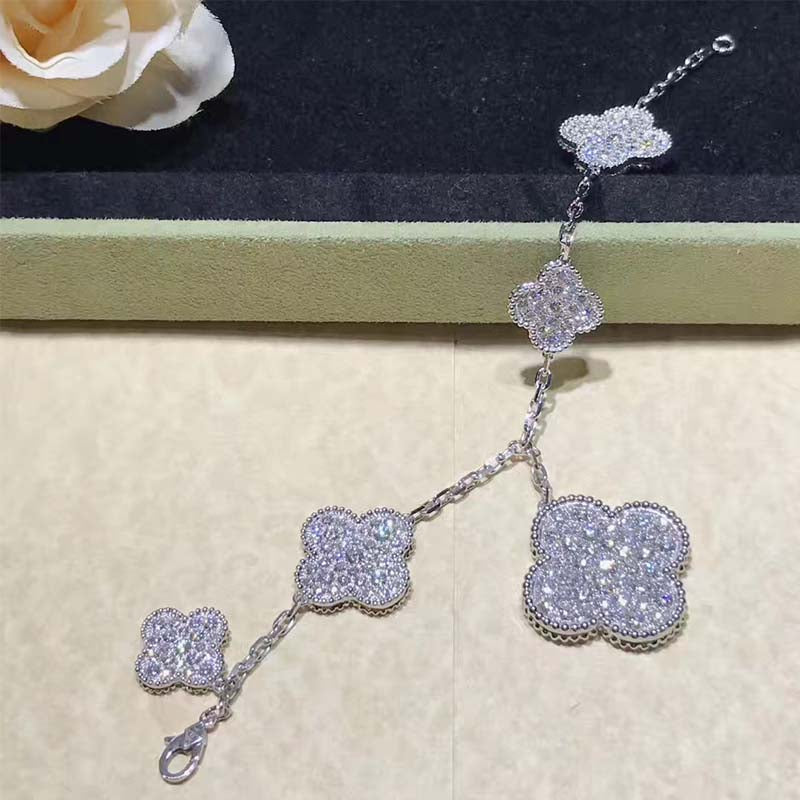 [Rose Tomorrow]CLOVER 6 MOTIFS SILVER DIAMOND BRACELET