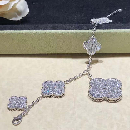 [Rose Tomorrow]CLOVER 6 MOTIFS SILVER DIAMOND BRACELET