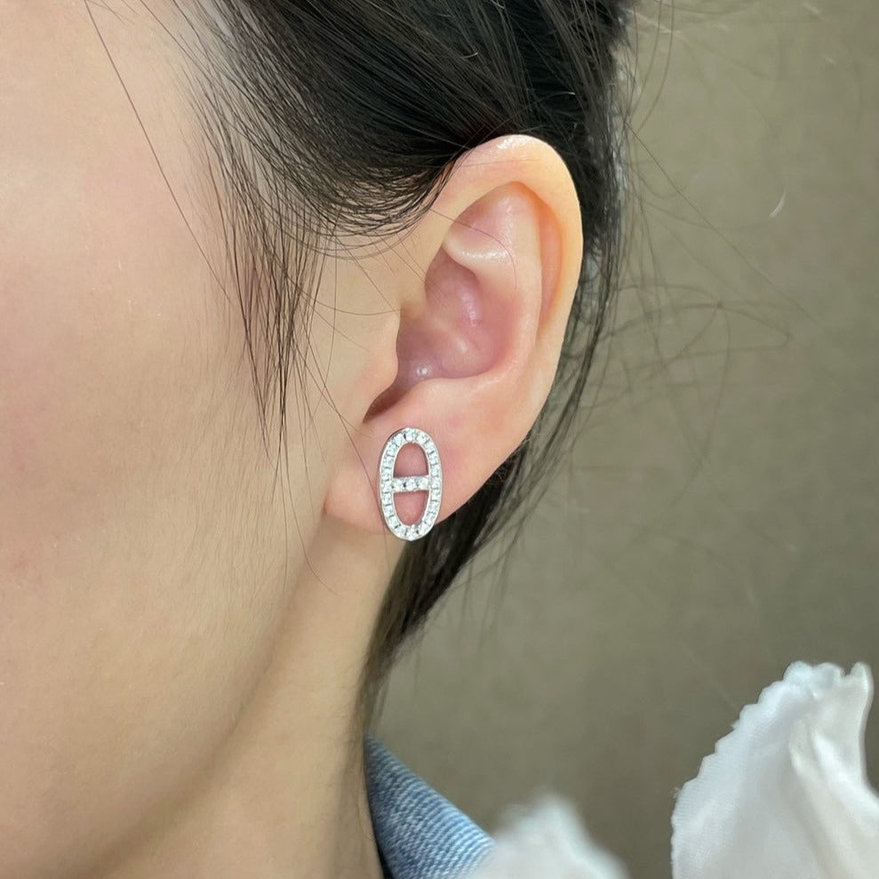 [Rose Tomorrow]HM FULL DIAMOND PIG NOSE STUD EARRINGS