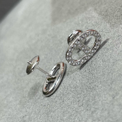 [Rose Tomorrow]HM FULL DIAMOND PIG NOSE STUD EARRINGS