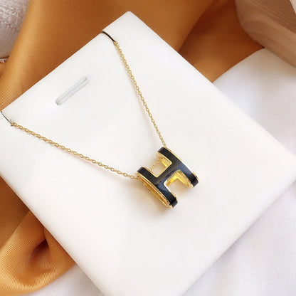 [Rose Tomorrow]HM CLIC BLACK ENAMEL GOLD NECKLACE