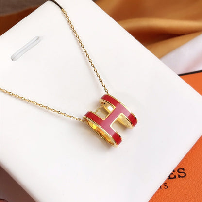 [Rose Tomorrow]HM CLIC RED ENAMEL GOLD NECKLACE