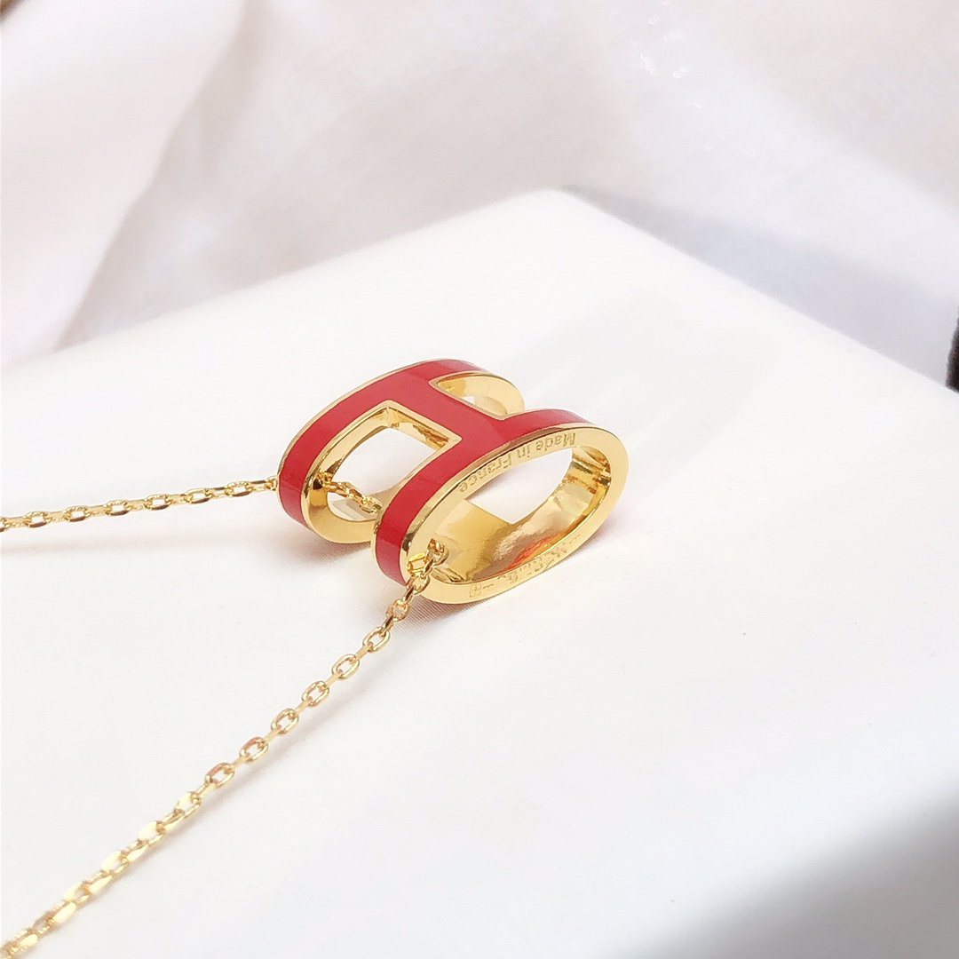 [Rose Tomorrow]HM CLIC RED ENAMEL GOLD NECKLACE