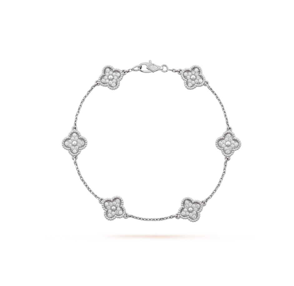 [Rose Tomorrow]CLOVER 6 MOTIF SILVER DIAMOND BRACELET