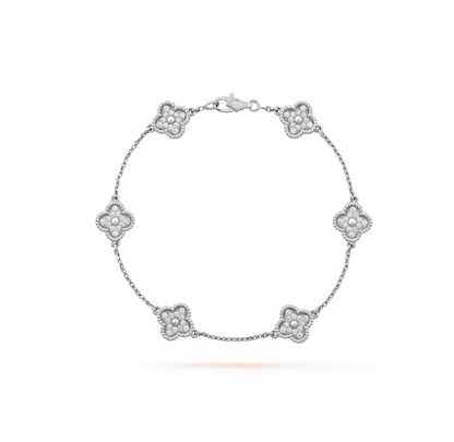 [Rose Tomorrow]CLOVER 6 MOTIF SILVER DIAMOND BRACELET