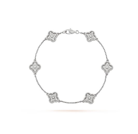 [Rose Tomorrow]CLOVER 6 MOTIF SILVER DIAMOND BRACELET